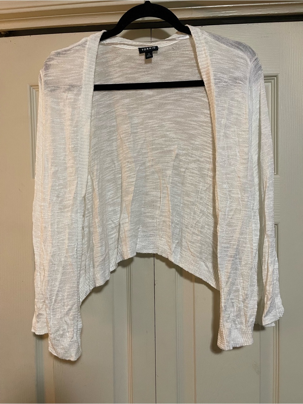 torrid White Open-Front Cropped Cardigan